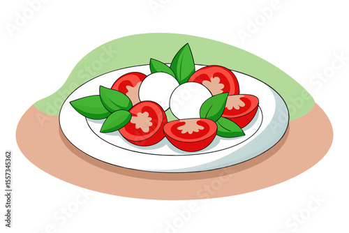 Caprese salad vector with mozzarella basil and tomato slices