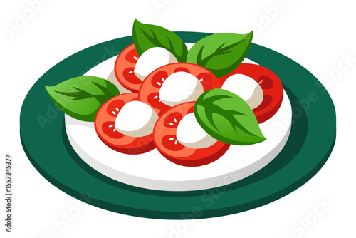 Italian caprese salad vector with fresh ingredients and herbs