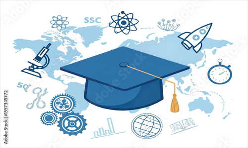 graduation cap and diploma