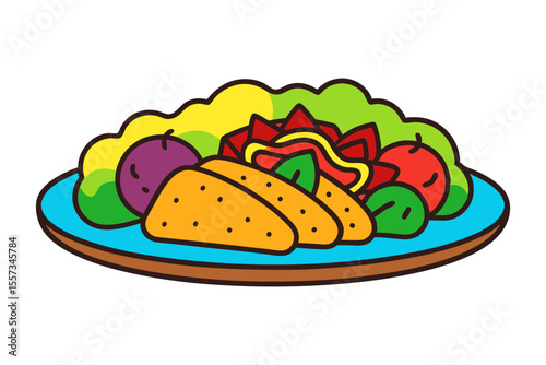 Mexican Fajitas with Beef Peppers and Tortillas Illustration