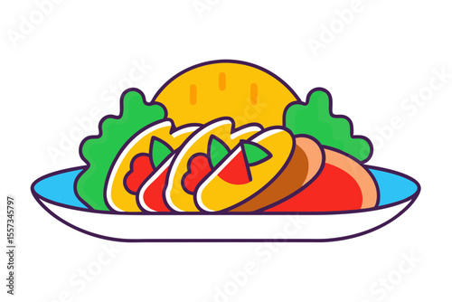 Sizzling Fajita Platter with Beef and Bell Peppers Mexican Style