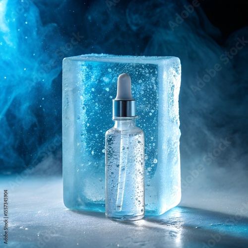 Frozen Serum Bottle with Blue Glow
