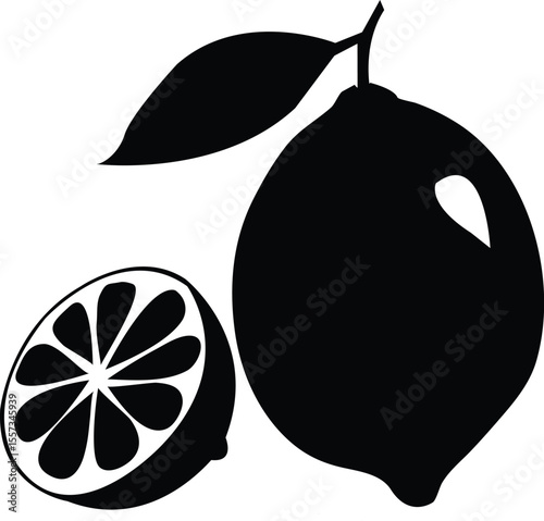 Black Lemon Vector Silhouette