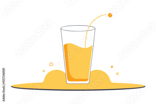 Orange juice splash vector in glass with vibrant pouring motion