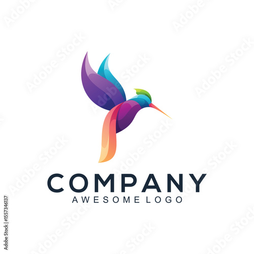 Abstract humming bird colorful logo