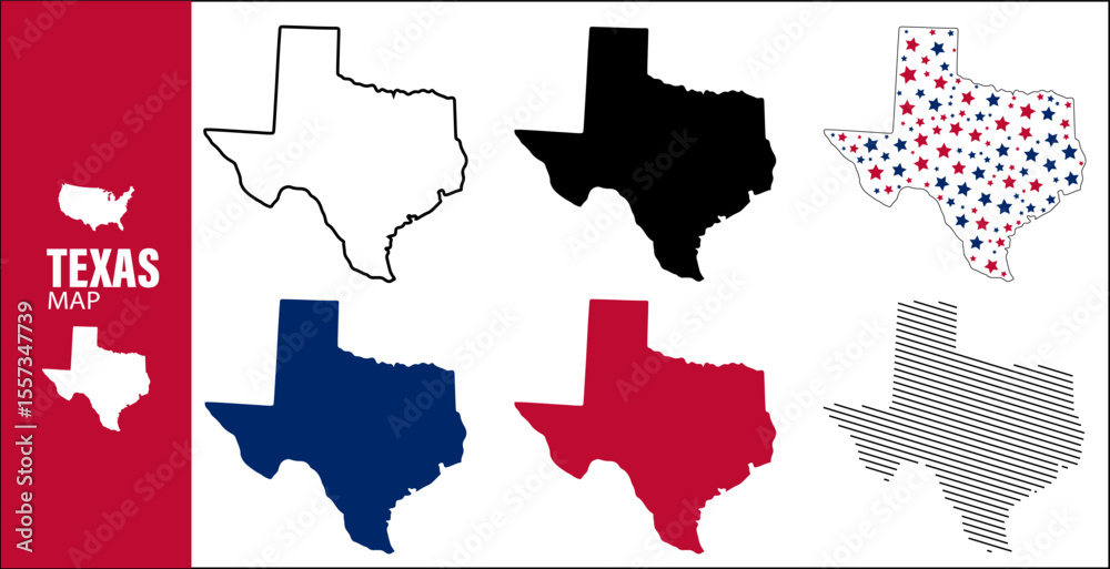 Fototapeta premium Texas Map Vector Set