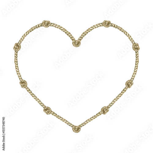 Wallpaper Mural A heart made of beige twisted sea rope with knots. Watercolor illustration. Torontodigital.ca