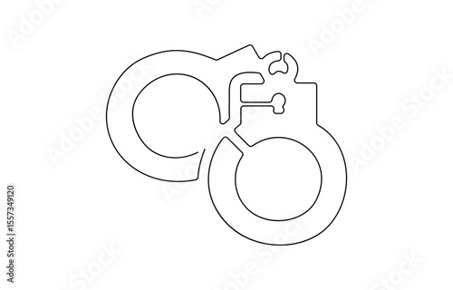 one continuous line drawing handcuffs minimalist design vector illustration law , One line continuous handcuffs. Line art handcuffs outline. Hand drawn vector art.one continuous line drawing .