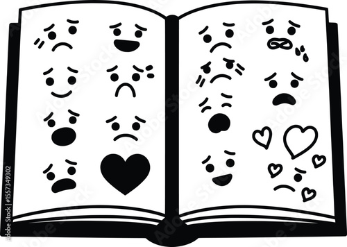 Mental Health Awareness, Vector Illustration of Faces in a Book, Graphic Design, Calm Environment