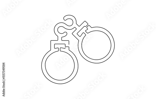 one continuous line drawing handcuffs minimalist design vector illustration law , One line continuous handcuffs. Line art handcuffs outline. Hand drawn vector art.one continuous line drawing .