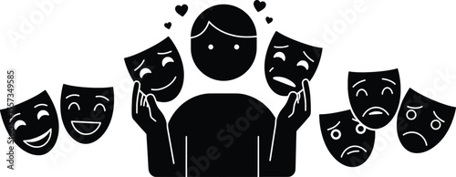 Mental Health Awareness Action, Subject of Emotions, Vector Illustration, Creative Environment, Expressive Viewpoint
