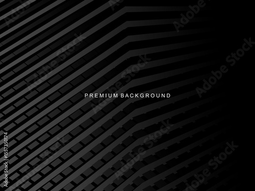 Dark background with diagonal geometric patterns and 3D effect, suitable for modern and professional designs.
