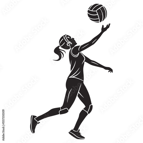 Powerful Volleyball Player Silhouette: Dynamic Action