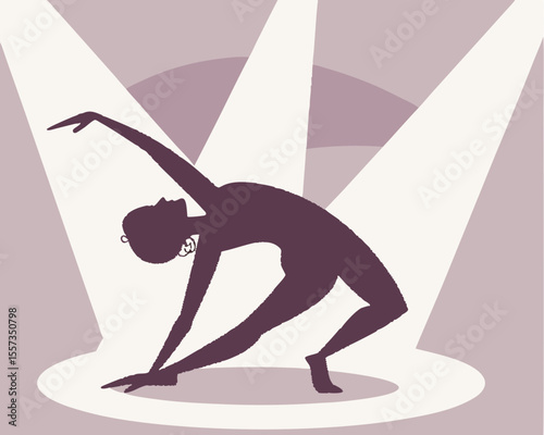 Elegant dancer silhouette performing under spotlight with dramatic lighting and modern style