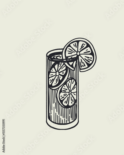 Hand drawn doodle sketch vector set with lemons, citrus cocktails and limoncello bottle in vintage Mediterranean style. Italian summer food and drink illustration, dolce vita collection.