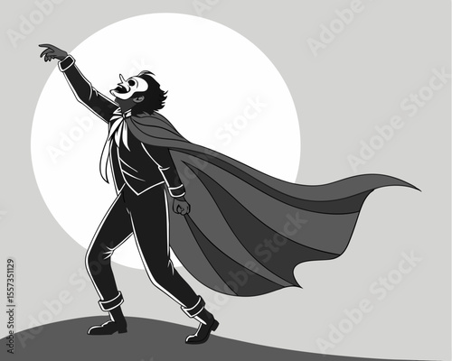 The phantom of the opera illustration in grayscale with transparency for versatile design applications