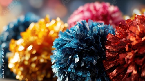 Colorful Pom-Poms: Festive Party Supplies & Cheerleading Decorations