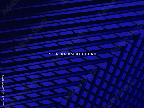 An electric blue background with an arrangement of diagonal geometric lines that creates the illusion of 3D depth, ideal for design projects that require a modern and dynamic feel.
