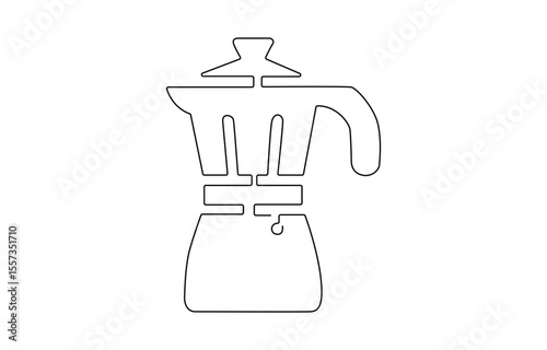 Geyser coffee machine line continuous drawing vector. One line Geyser coffee machine vector background, Hand drawn elements for menu, coffee shop. Vector linear illustration.