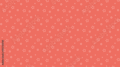 Seamless coral star outline pattern on pink background. Ideal for kids fabric, baby shower design, wrapping paper, nursery wall art, and cute celestial themed vector illustrations.