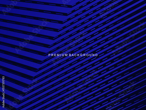 An electric blue background with an arrangement of diagonal geometric lines that creates the illusion of 3D depth, ideal for design projects that require a modern and dynamic feel.