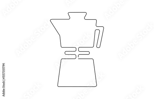 Geyser coffee machine line continuous drawing vector. One line Geyser coffee machine vector background, Hand drawn elements for menu, coffee shop. Vector linear illustration.