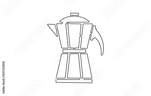 Geyser coffee machine line continuous drawing vector. One line Geyser coffee machine vector background, Hand drawn elements for menu, coffee shop. Vector linear illustration.