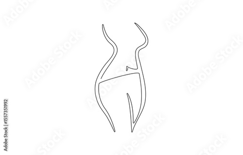 Woman body one single continuous line silhouette, Vector stock illustration isolated on white background, Elegant art. For posters, tattoos, lingerie store logos. Hand drawn.
