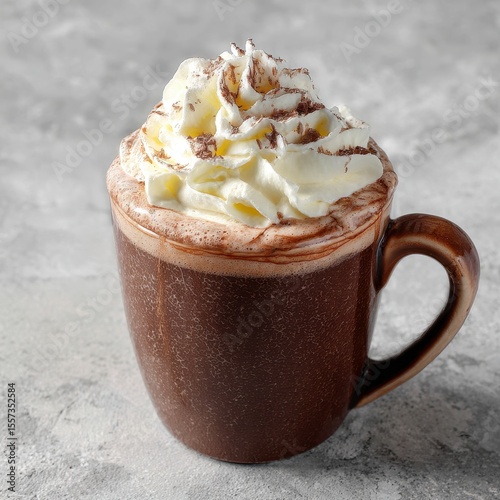 Gourmet Hot Chocolate with Whipped Cream - A Cozy Winter Beverage Delight