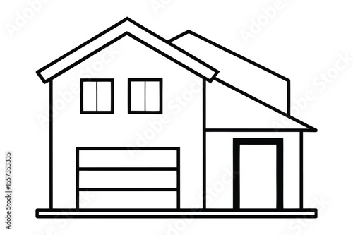 real estate concept house sketch vector illustration with logo icon