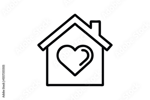 house with heart line art icon