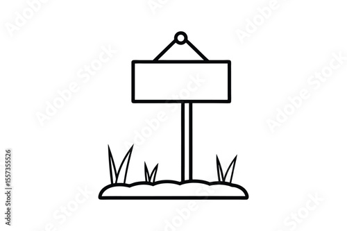 Real Estate Logo Icon with wooden signboard and a sign
