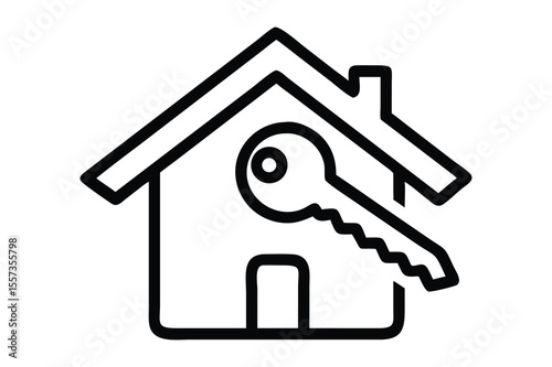 Clean Real Estate Logo Icon with House, Building, and Key Vector Elements