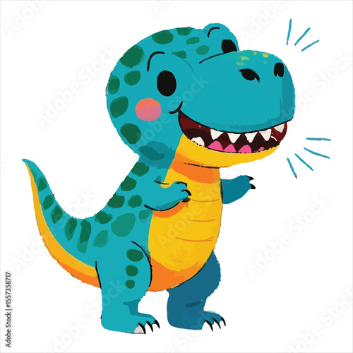 Art of happy cartoon trex dinosaur isolated on white background