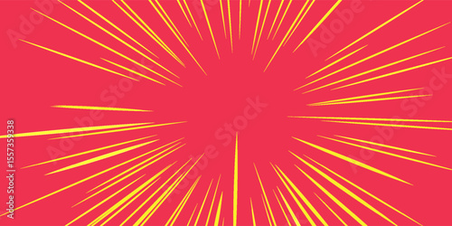 Comic book speed red yellow color lines isolated on background stripe and radial effect style for manga speed frame, superhero action, explosion background. Motion line effect, pop art. Vector 10 eps