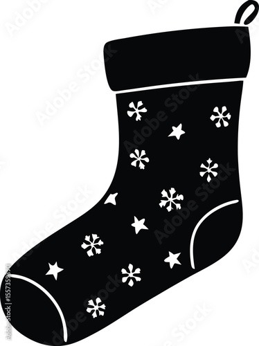 christmas sock silhouette vector