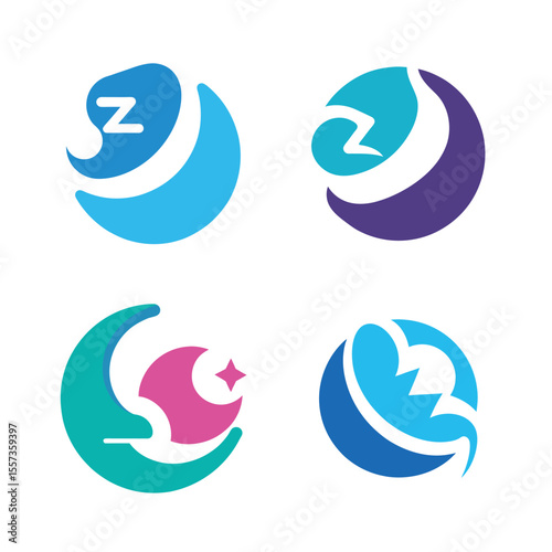 Abstract Sleep Tracker Logo Set – Clean Vector Icons with White Background