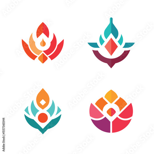 Digital Mood Tracker Logo Symbols – Modern Abstract Flat Design White Background