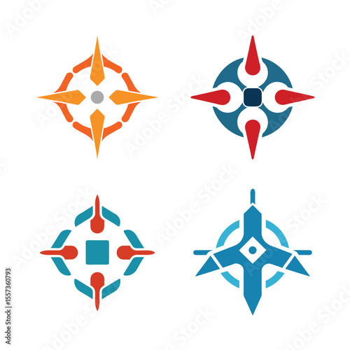 Flat Drone Controller Abstract Logo Pack – Minimalist Vector Style White Background