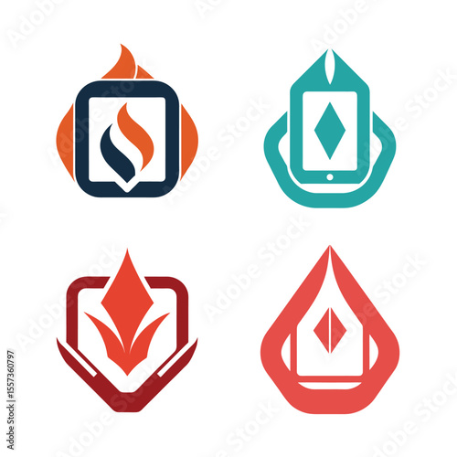 Flat Digital Drawing Pad Abstract Logo Pack – Minimalist Vector Style White Background