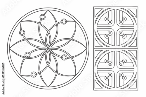 Metallic Fashion Patterns Abstract Circuit Designs in Black Yellow Cyan and Magenta