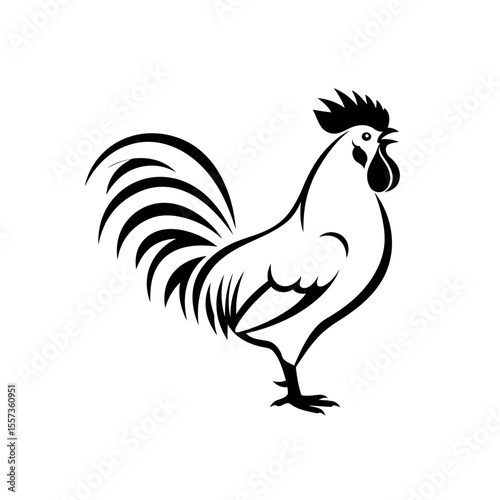 Minimalist silhouette of a crowing rooster