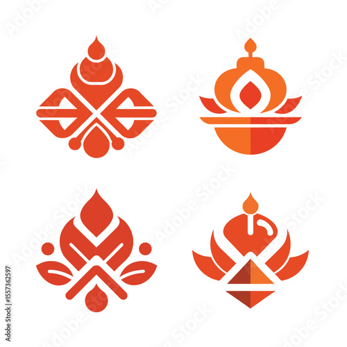 Flat Recipe Organizer Abstract Logo Pack – Minimalist Vector Style White Background