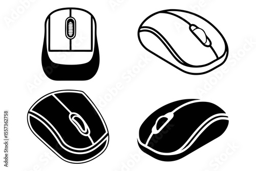 Minimalist Black and White Vector Design of a Contemporary Computer Mouse for Creative Use
