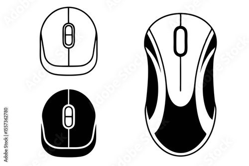 Professional Black and White Vector Image of a Sleek Computer Mouse for Graphic Designers
