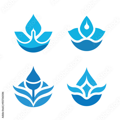 Flat Water Intake Reminder Abstract Logo Pack – Minimalist Vector Style White Background