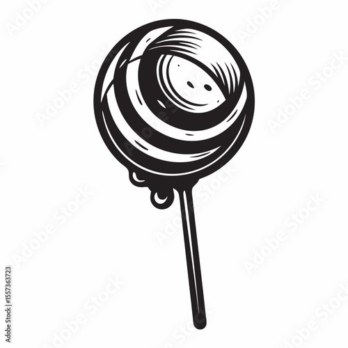 Monochrome Vintage Lollipop Illustration Whimsical Candy Design in Retro Style