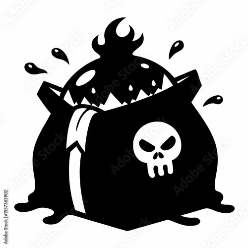 Monochrome Monster in a Box with Skull Design  Illustration