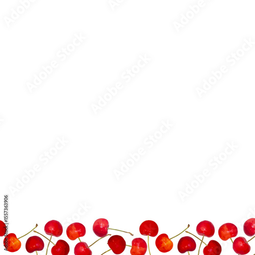 さくらんぼフレーム_Very cute cherry frame_line_square_02_red