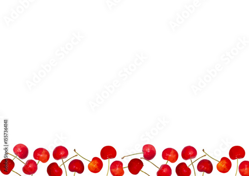 さくらんぼフレーム_Very cute cherry line_wide_02_red
